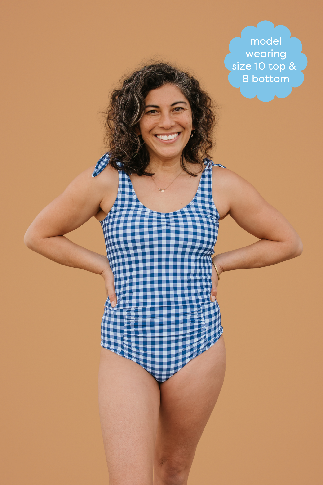PRE-ORDER: Shoulder Tie Top Blueberry Check