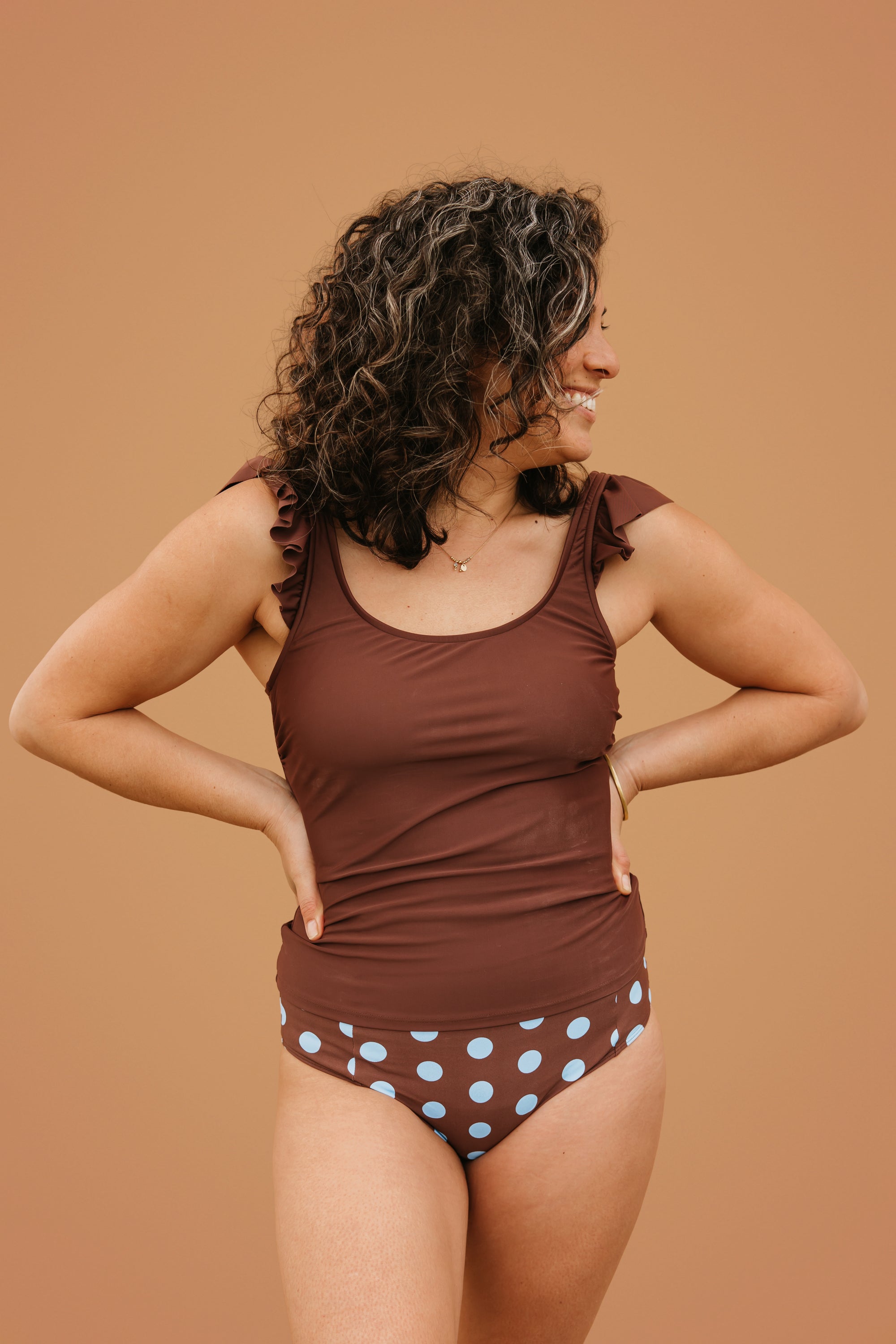 PRE-ORDER: Frill Shoulder Tank Chestnut