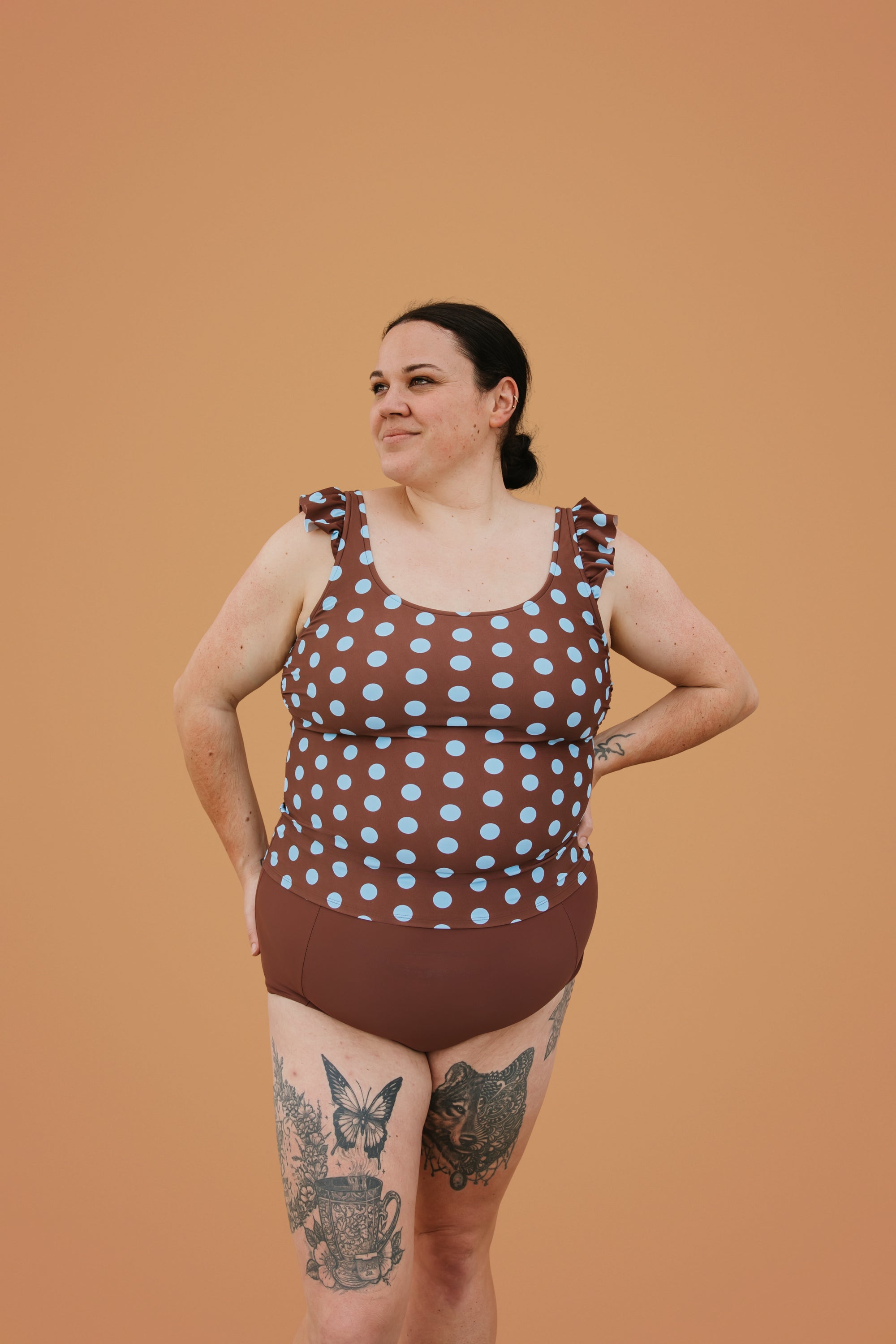 PRE-ORDER: Frill Shoulder Tank Freckle