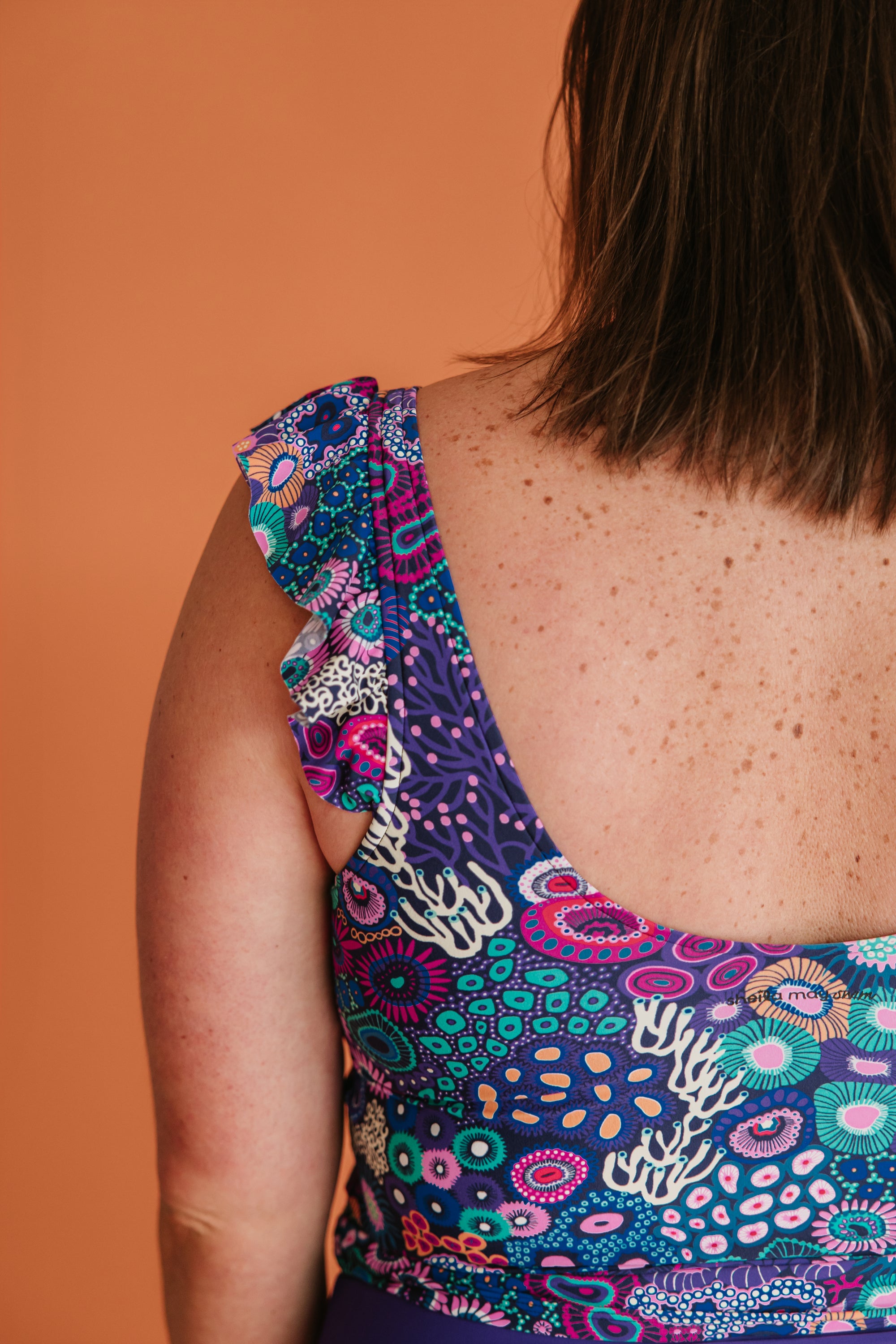 Frill Shoulder Tank Ocean Jewels