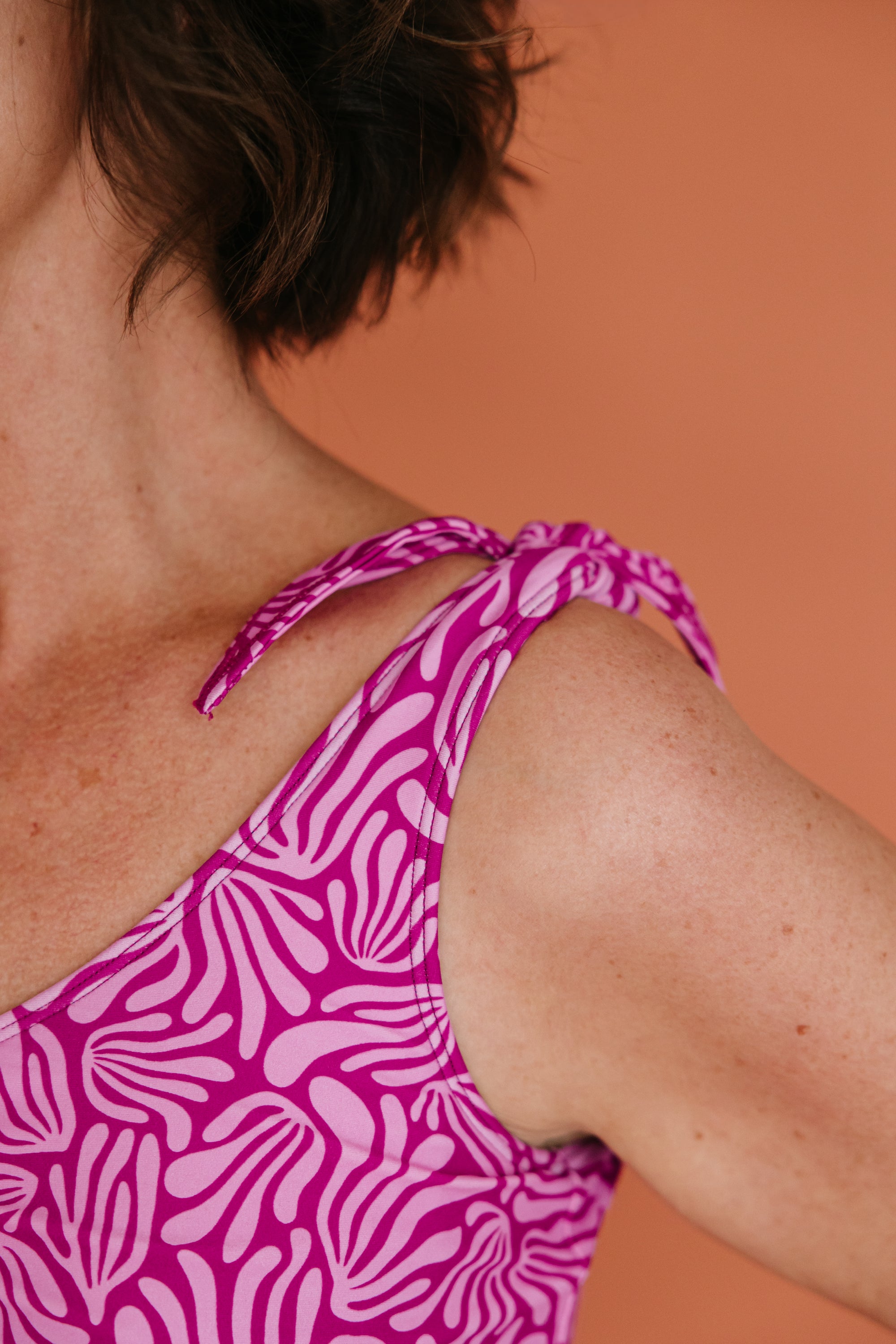 Shoulder Tie Top Raspberry Ripple