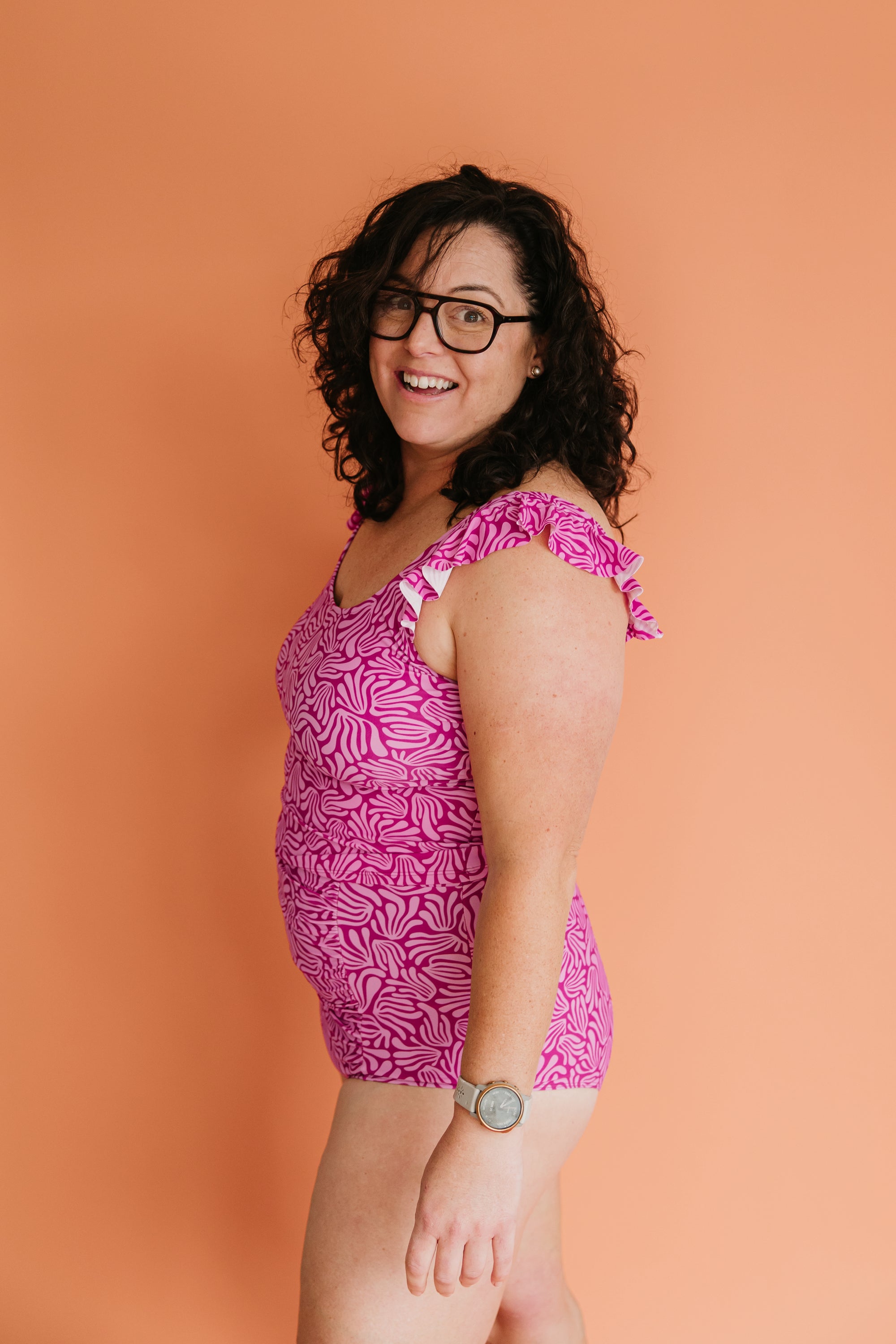 Frill Shoulder Tank Raspberry Ripple