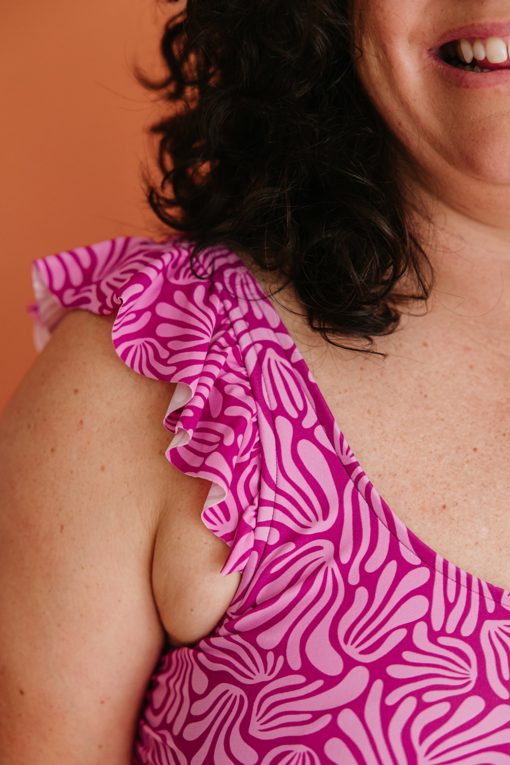 Frill Shoulder Tank Raspberry Ripple