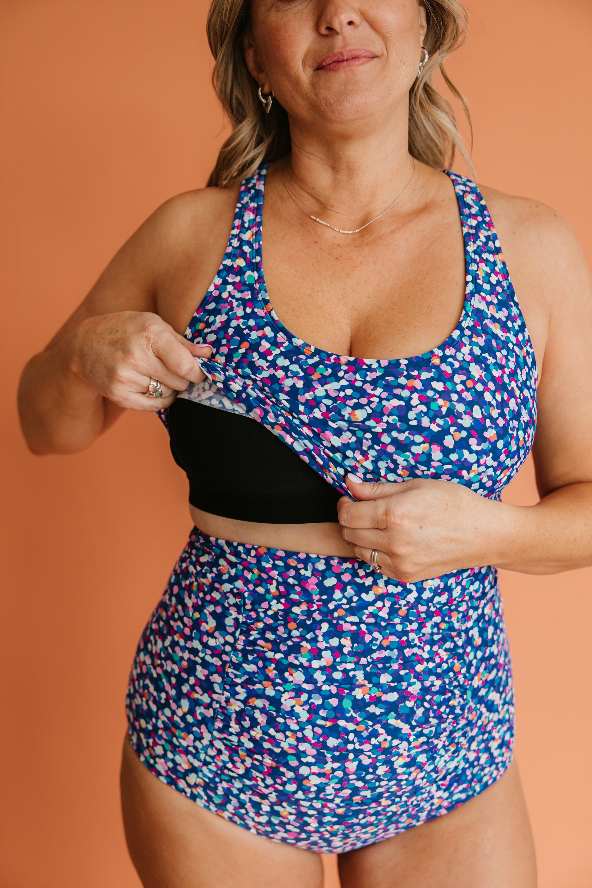 Ruched High Waisted Bottoms Midnight Confetti