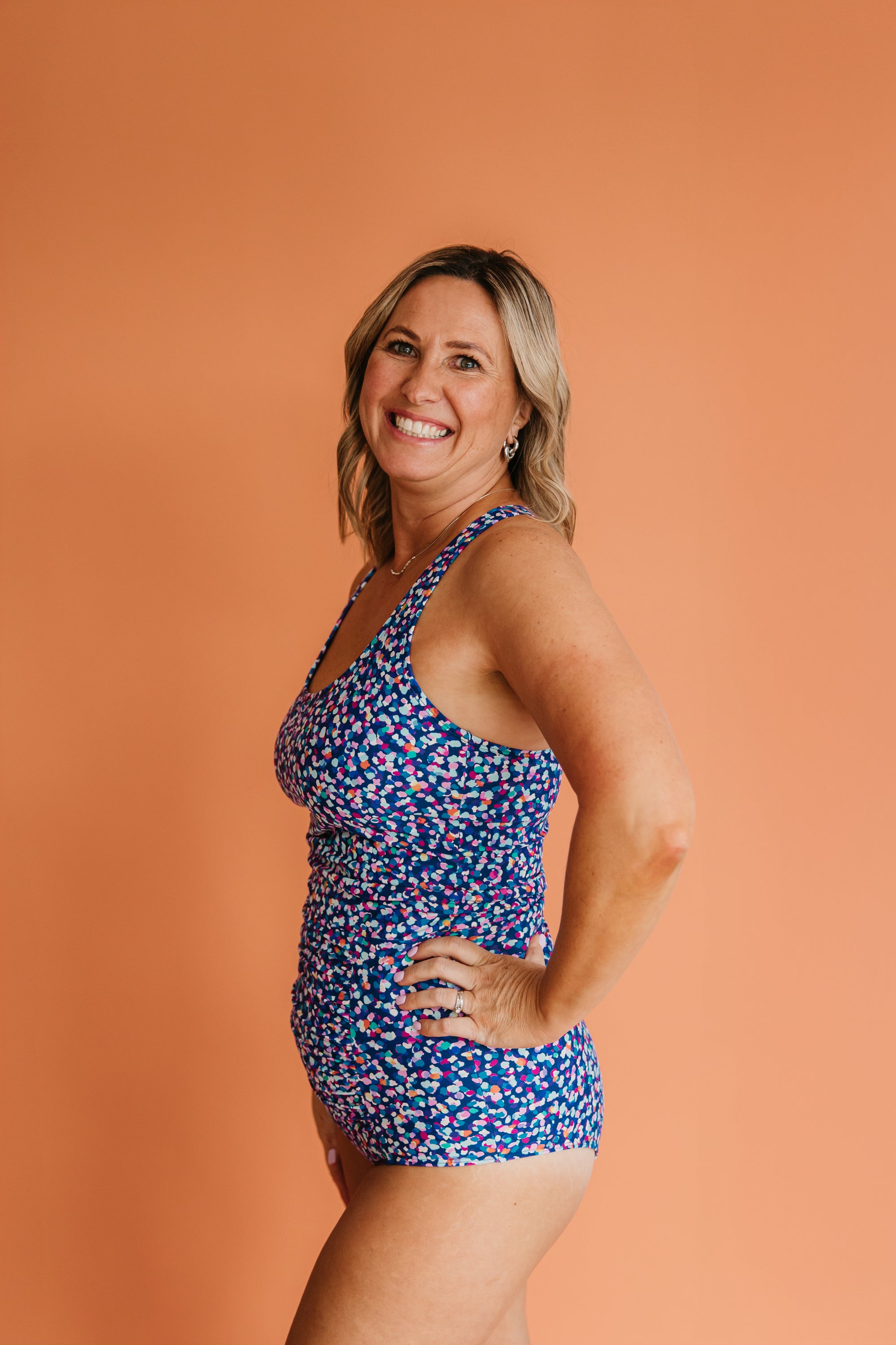 Ruched High Waisted Bottoms Midnight Confetti