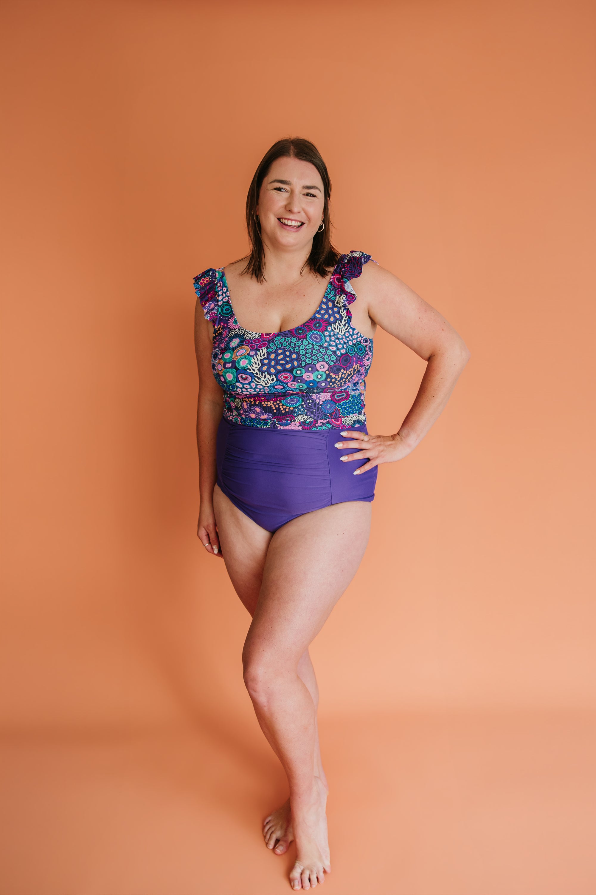Frill Shoulder Tank Ocean Jewels