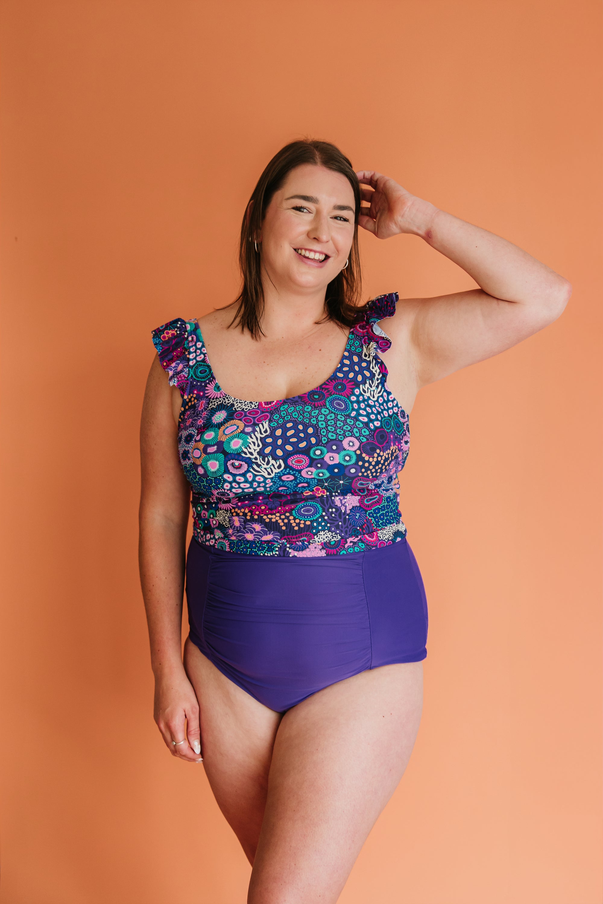Frill Shoulder Tank Ocean Jewels