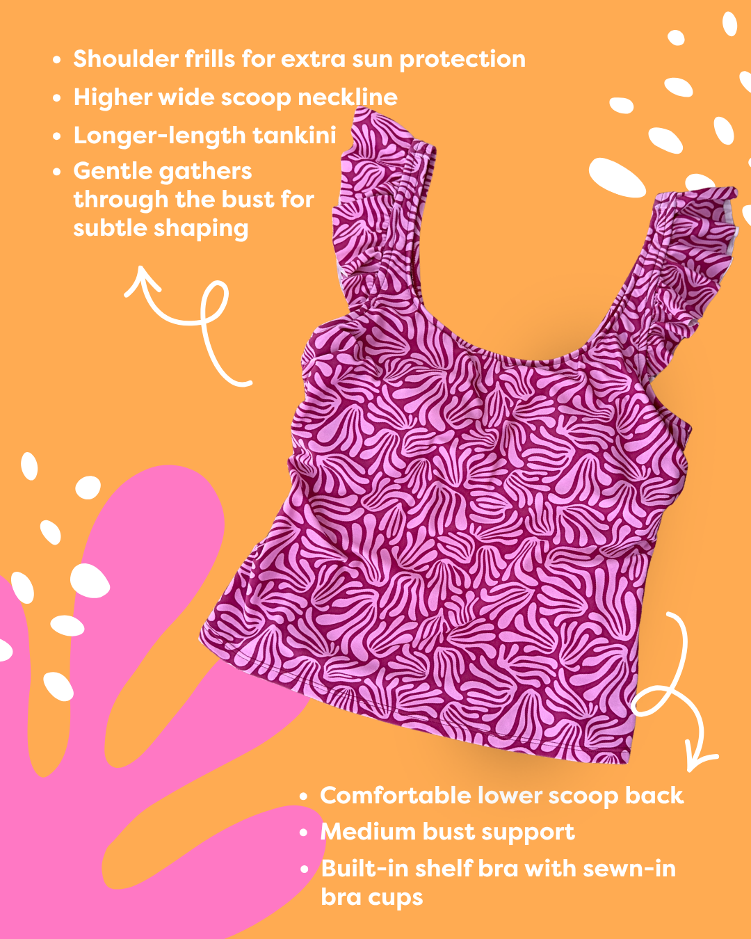 Frill Shoulder Tank Raspberry Ripple