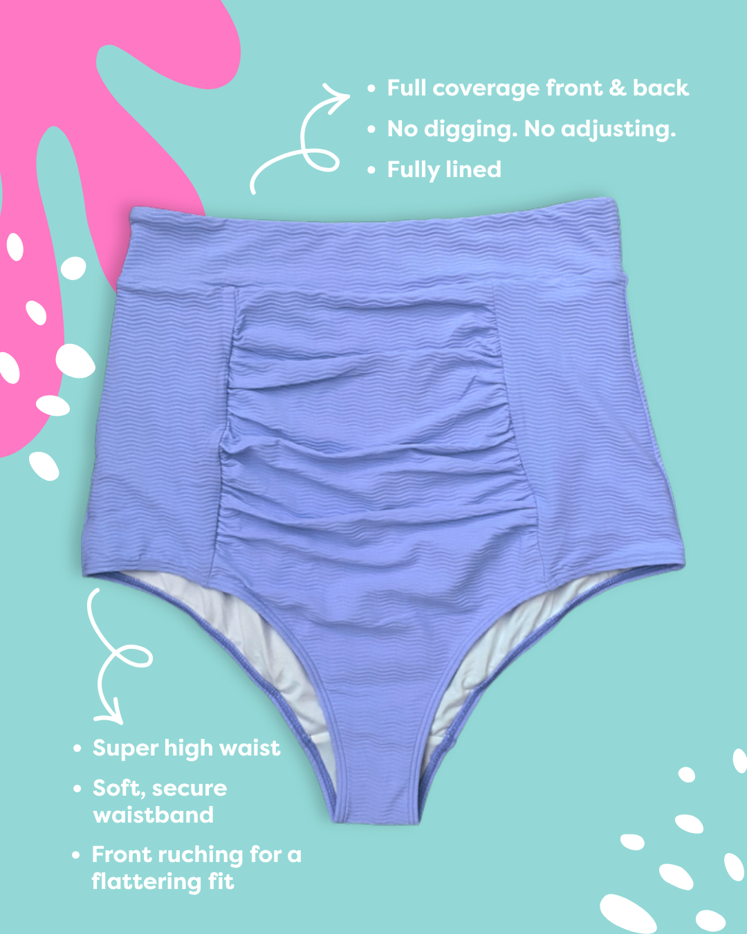 Ruched High Waisted Bottoms Dusk Flora