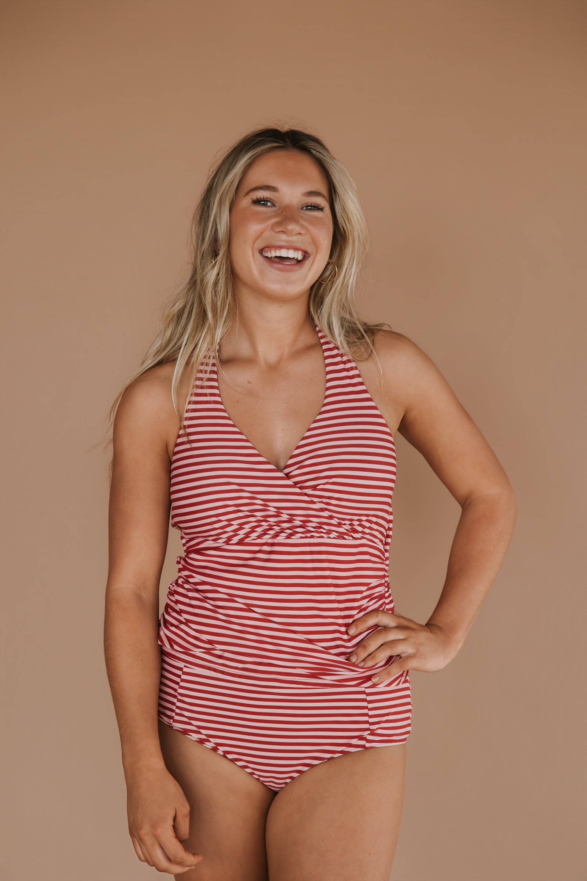 Criss-Cross Halter Top Candy Stripe