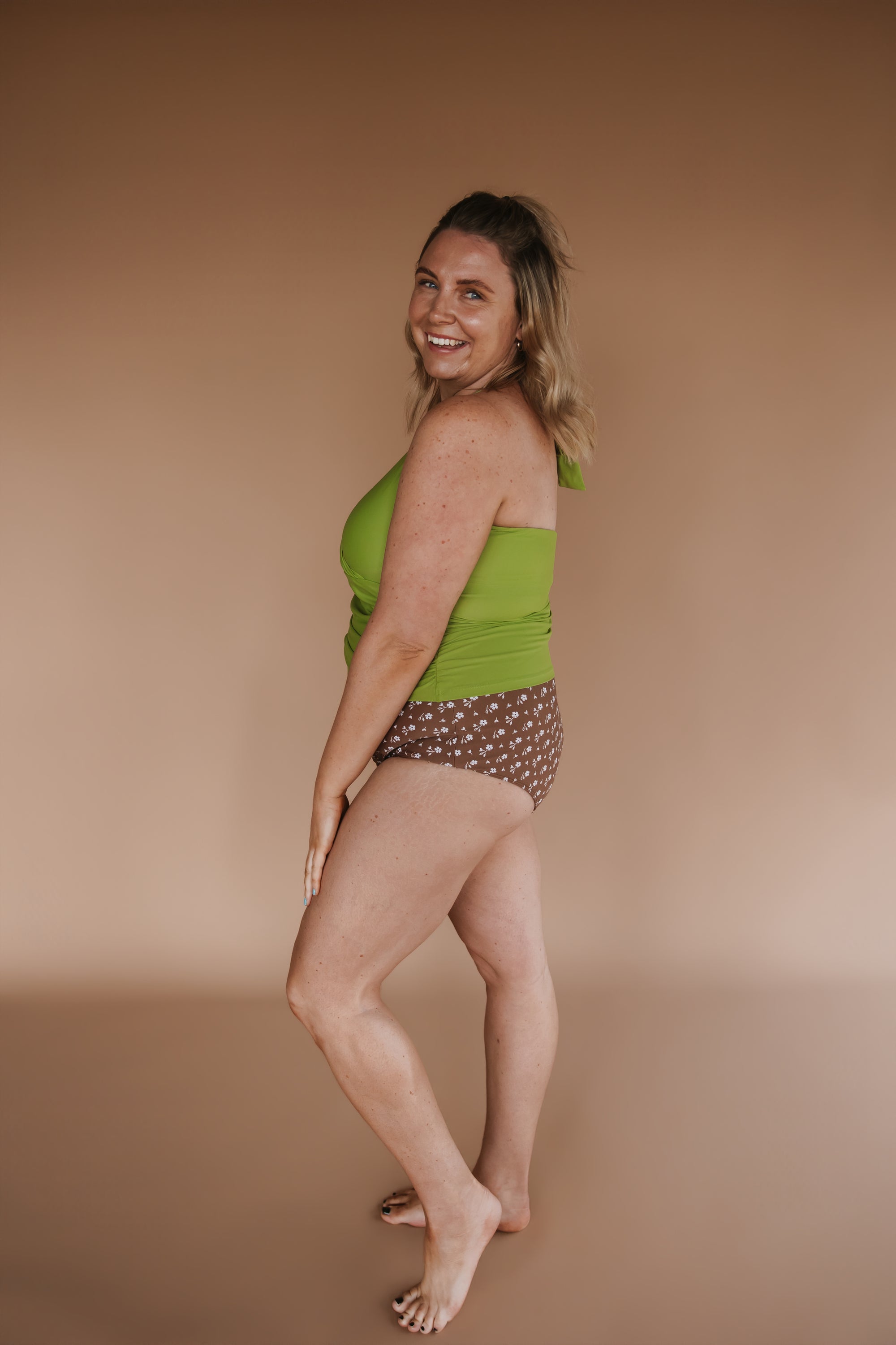 Criss-Cross Halter Top Olive