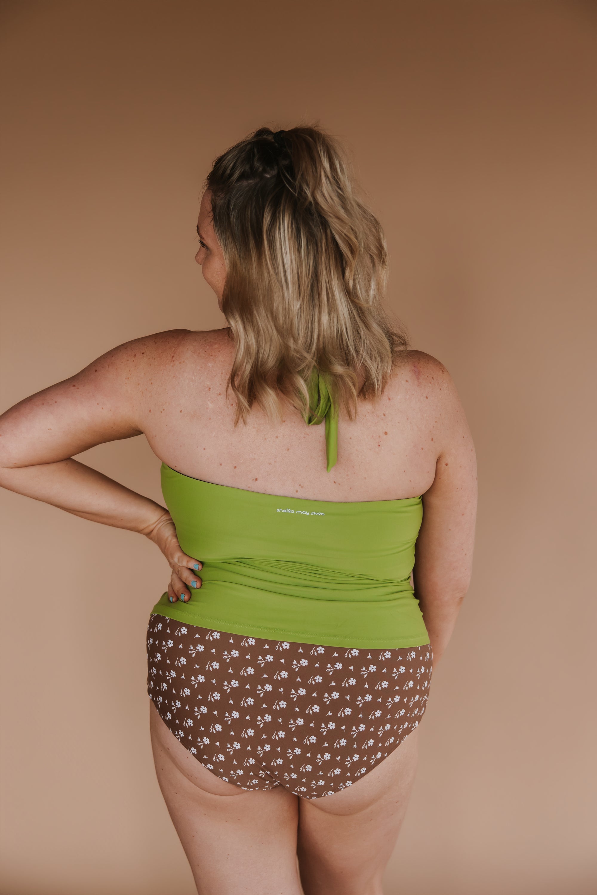 Criss-Cross Halter Top Olive