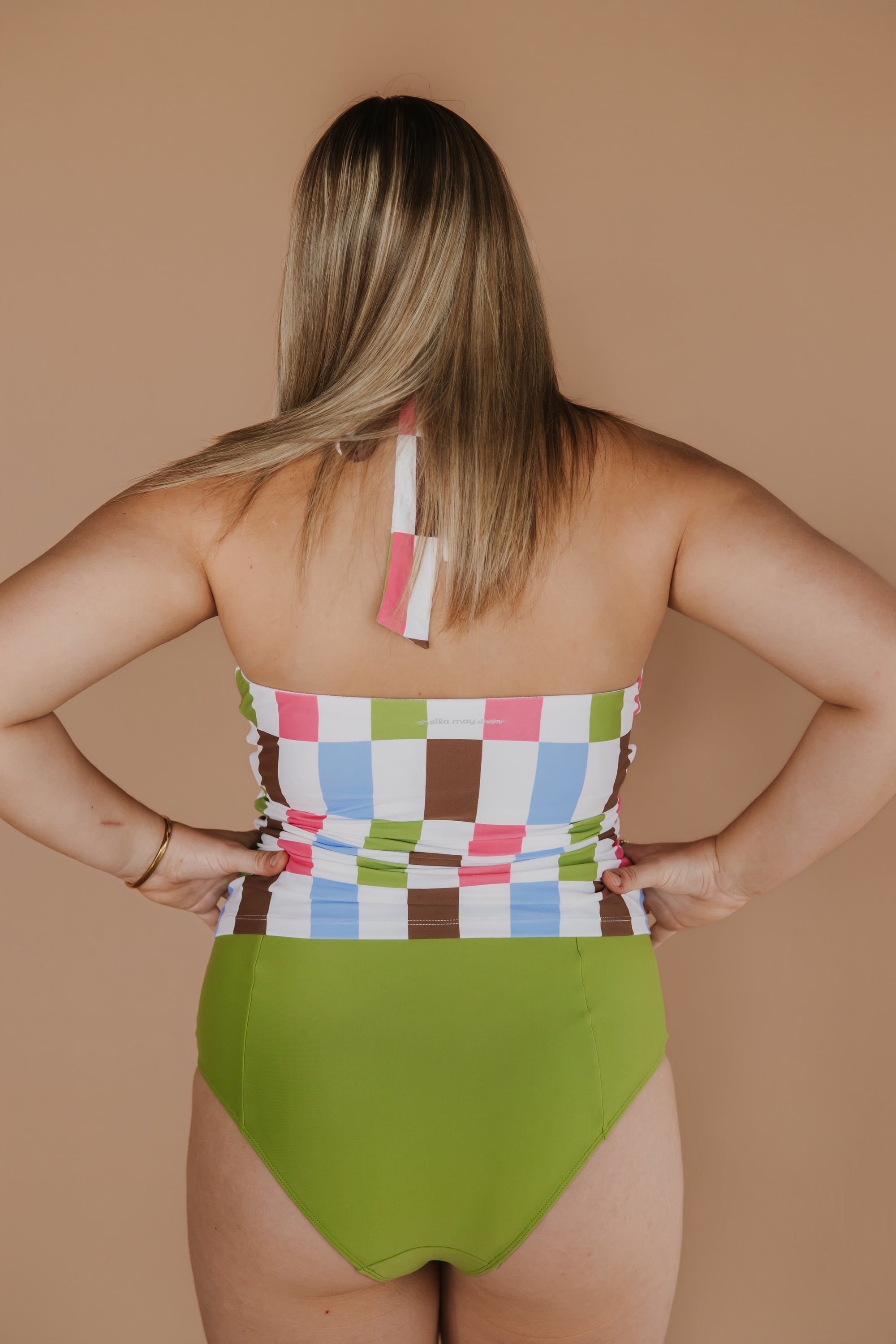 Criss-Cross Halter Top Vintage Patch