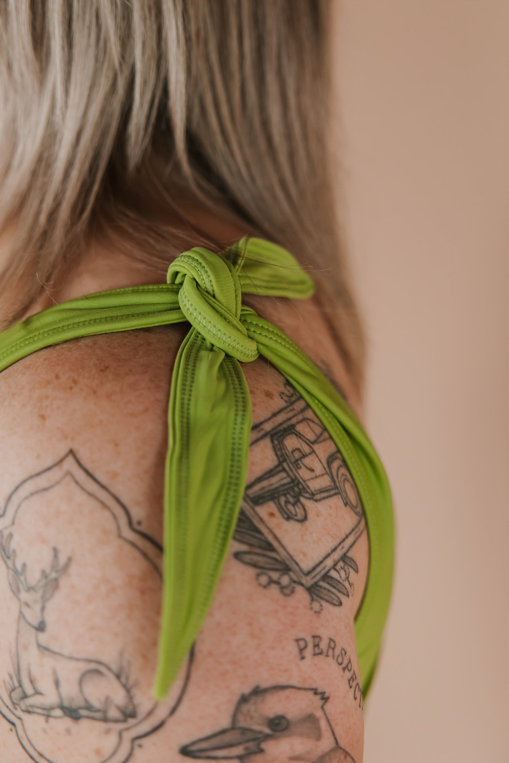 Shoulder Tie Top Olive