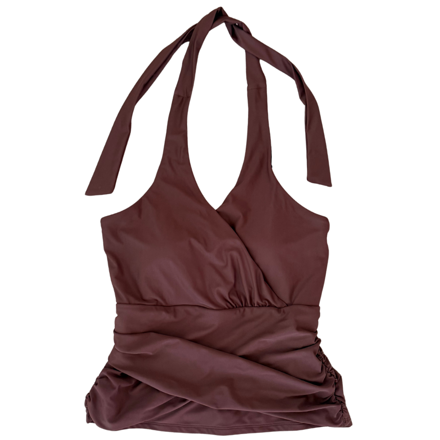 PRE-ORDER: Criss-Cross Halter Top Chestnut