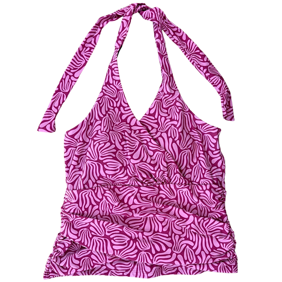 Criss-Cross Halter Top Raspberry Ripple