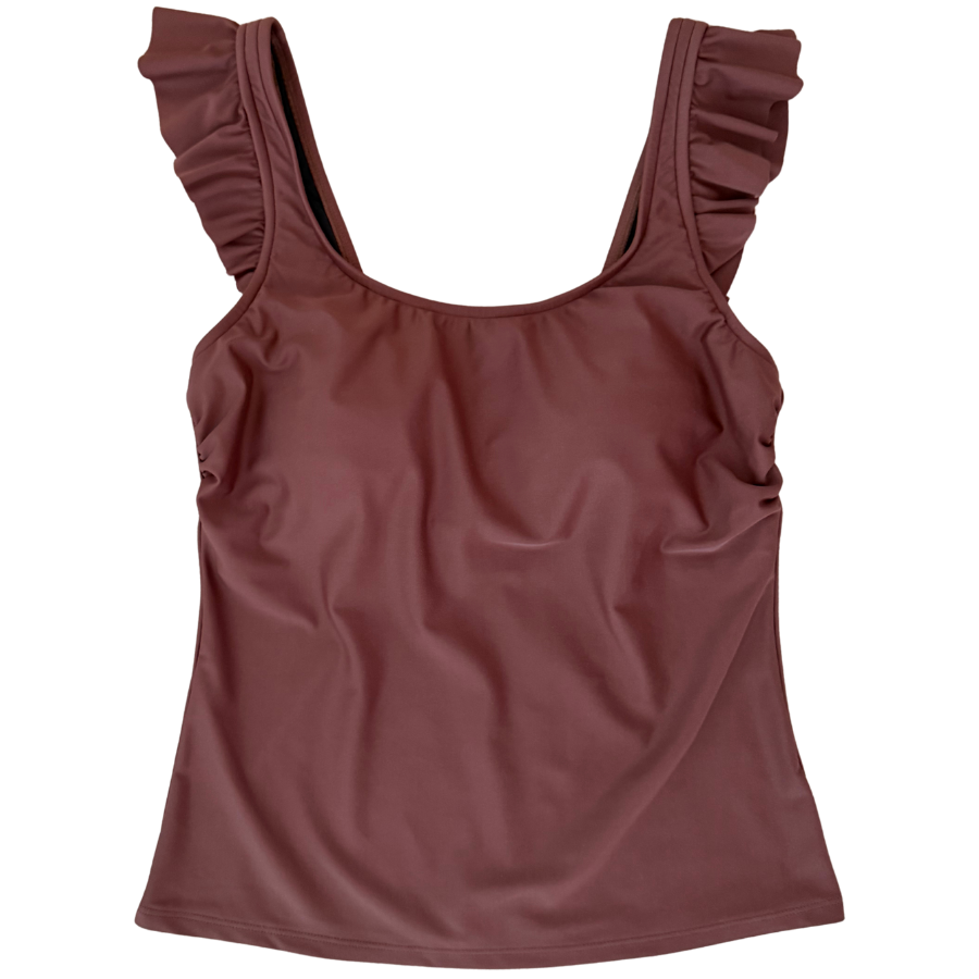 PRE-ORDER: Frill Shoulder Tank Chestnut