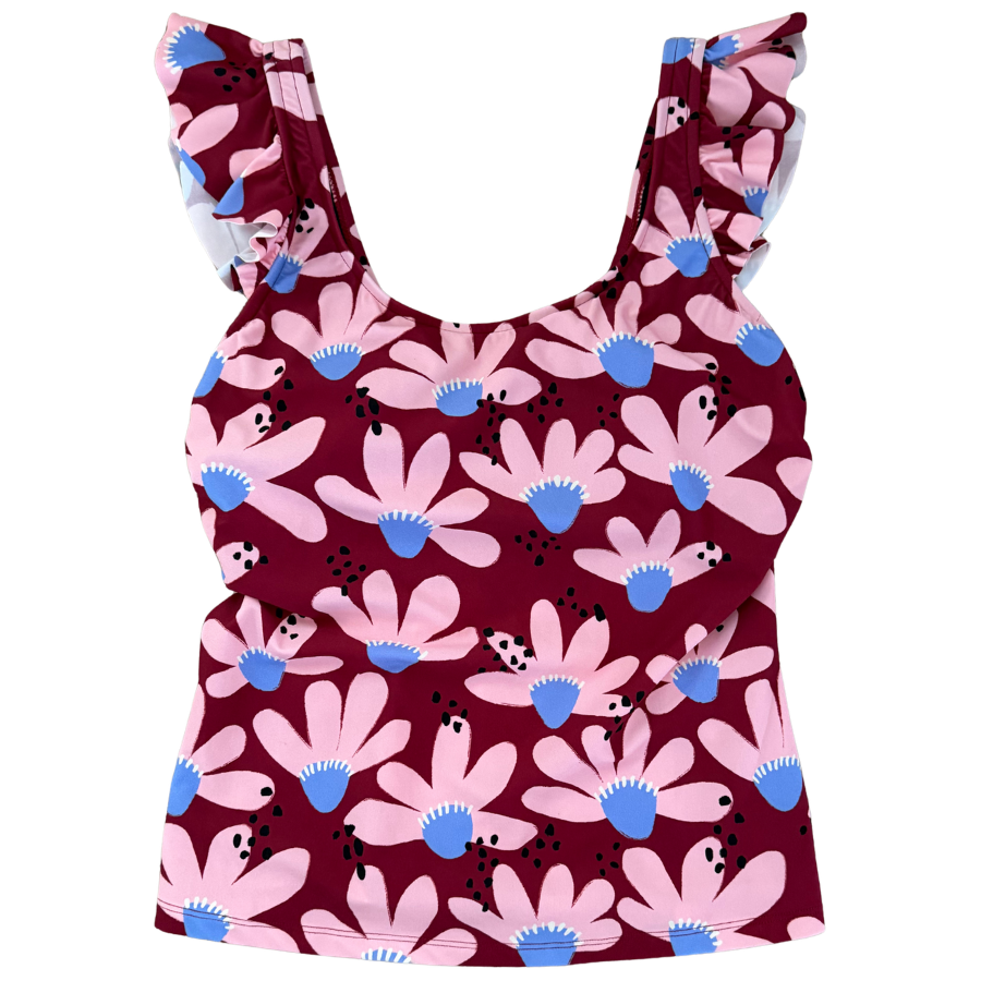 Pre-Order: Frill Shoulder Tank Coneflower