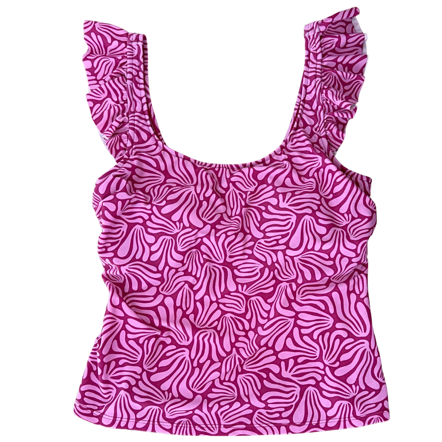 Frill Shoulder Tank Raspberry Ripple