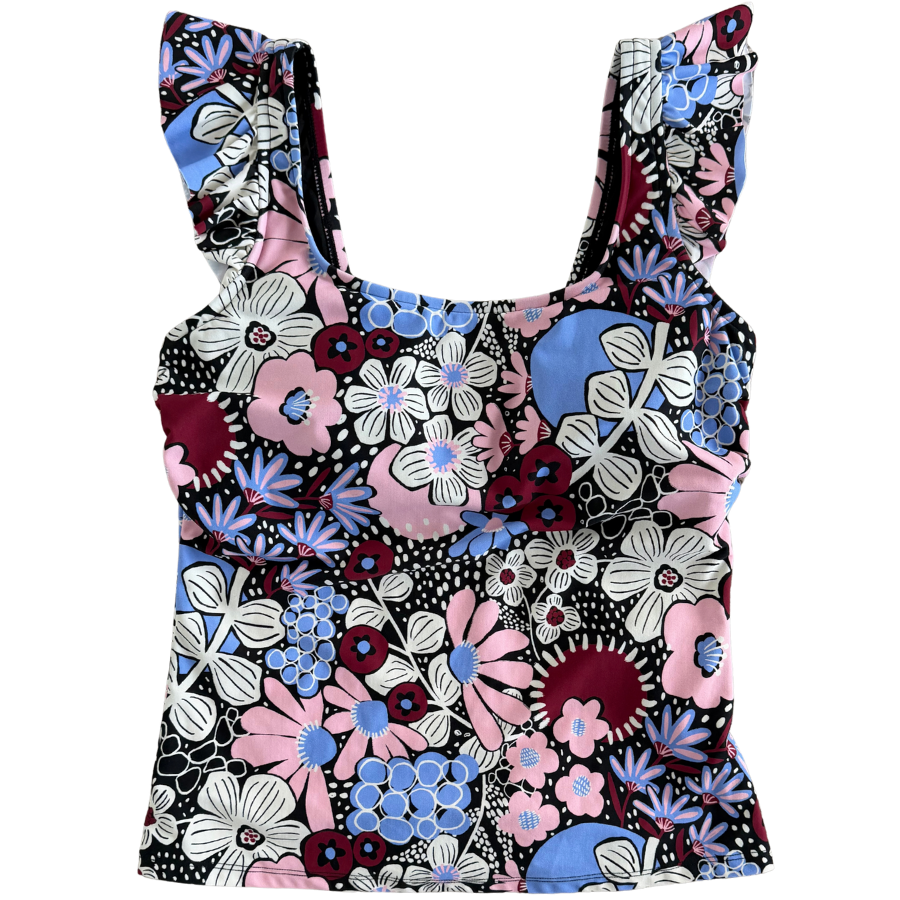 Pre-Order: Frill Shoulder Tank Velvet Meadow