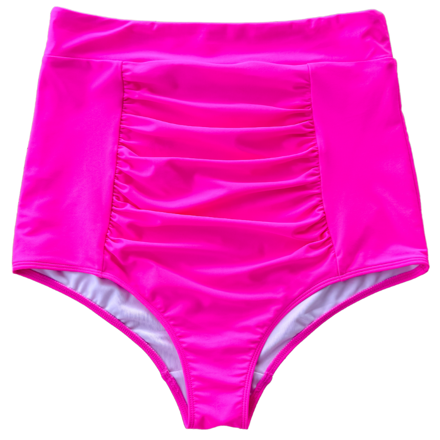 Last Pieces - Ruched High Waisted Bottoms Flamingo