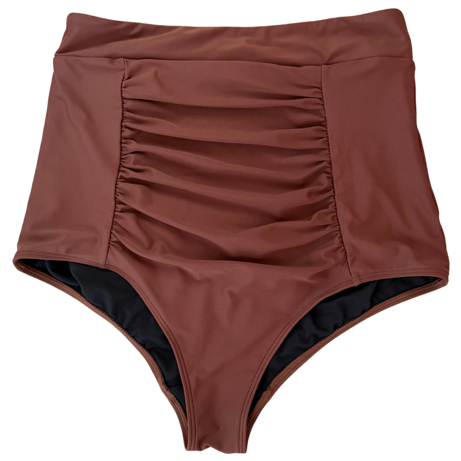 PRE-ORDER: Ruched High Waisted Bottoms Chestnut
