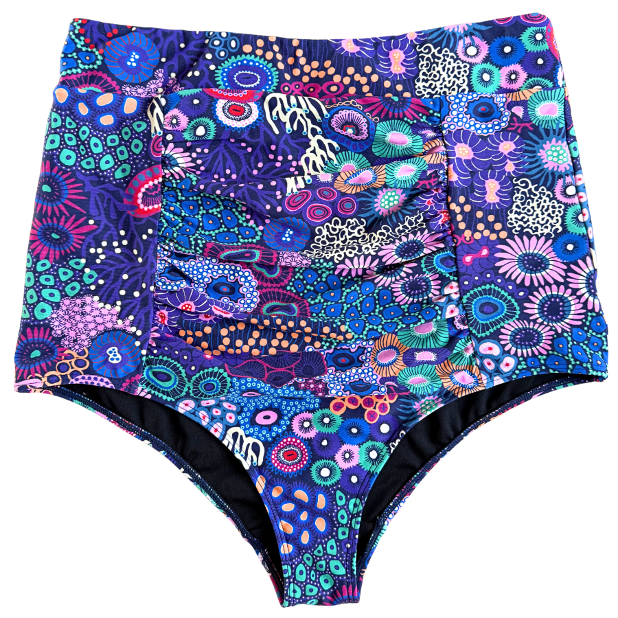 Ruched High Waisted Bottoms Ocean Jewels