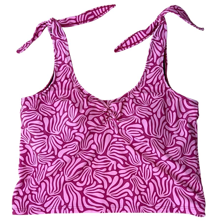 Shoulder Tie Top Raspberry Ripple