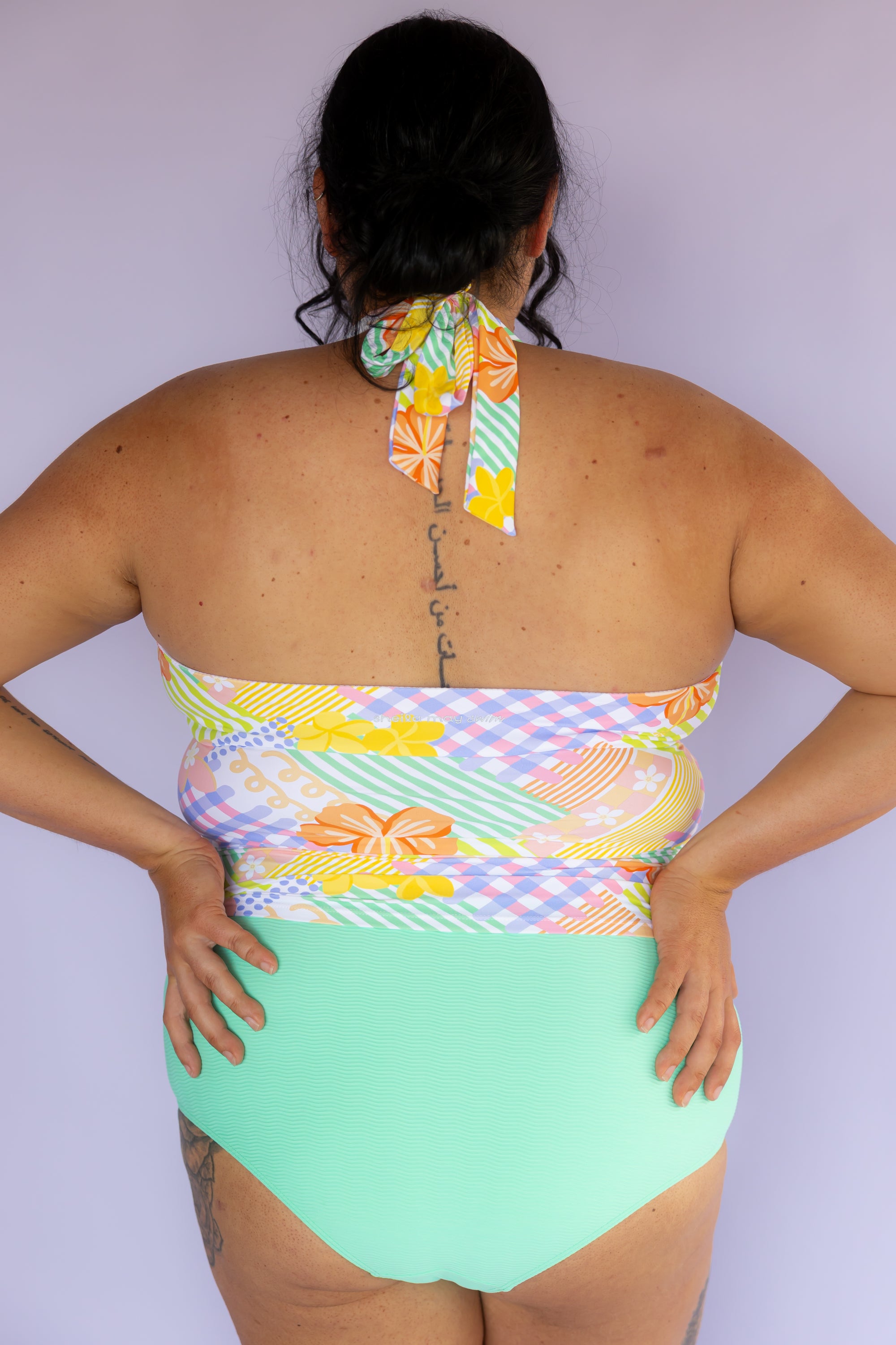 Criss-Cross Halter Top Tropical Patch
