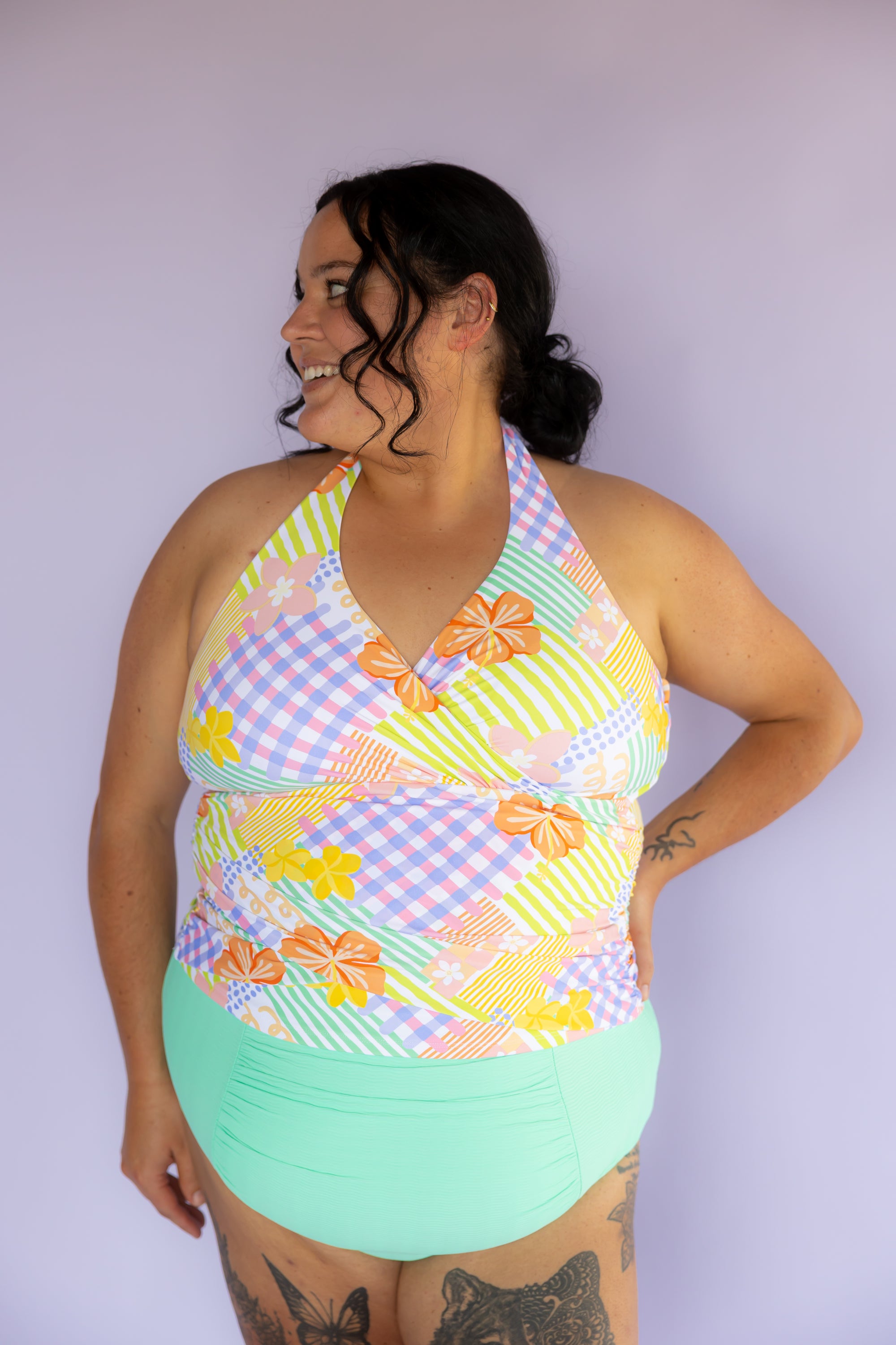 Ruched High Waisted Bottoms Seafoam (Textured Fabric)