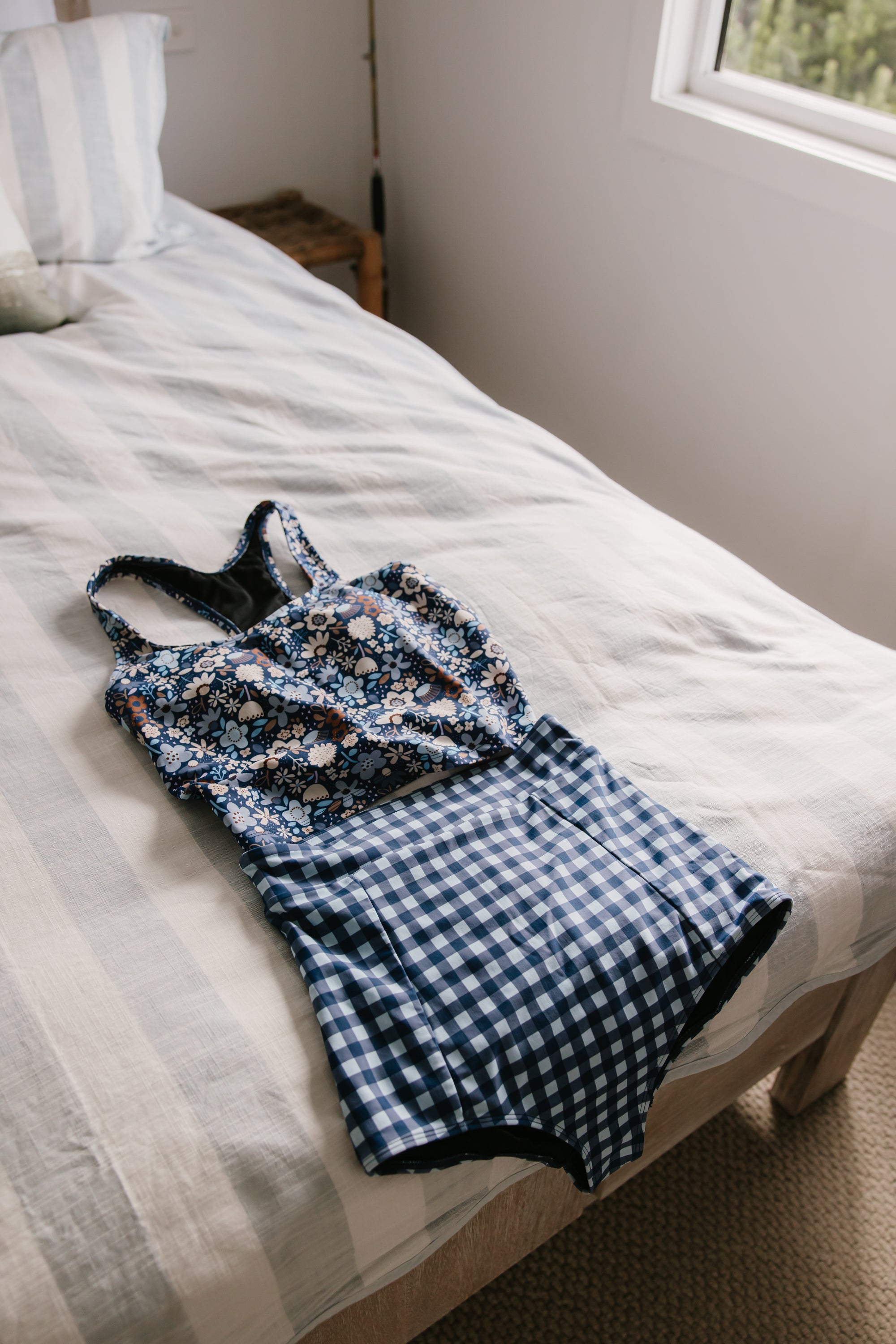 PRE-ORDER: High Waisted Bottoms Blueberry Check