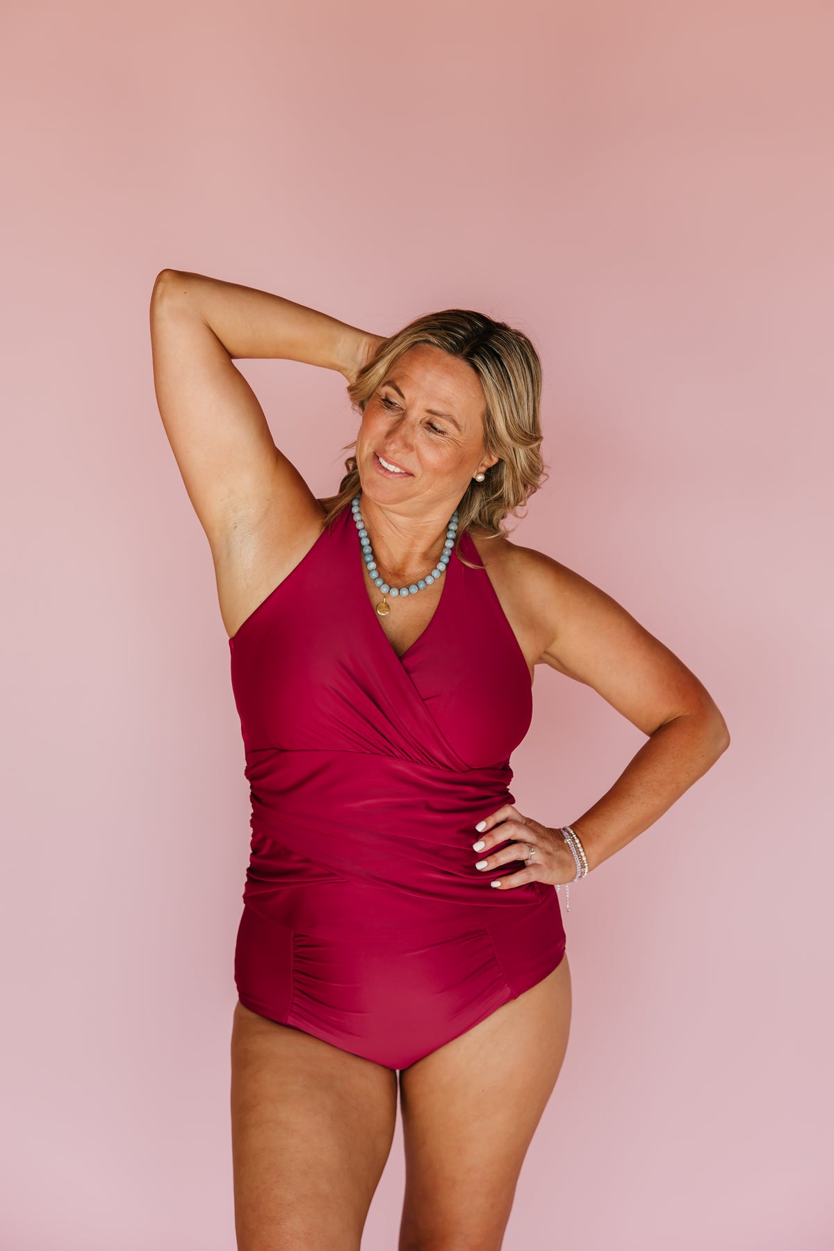 Pre-Order: Ruched High Waisted Bottoms Cherry