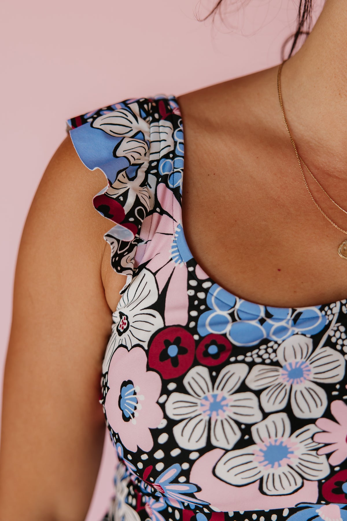 Pre-Order: Frill Shoulder Tank Velvet Meadow
