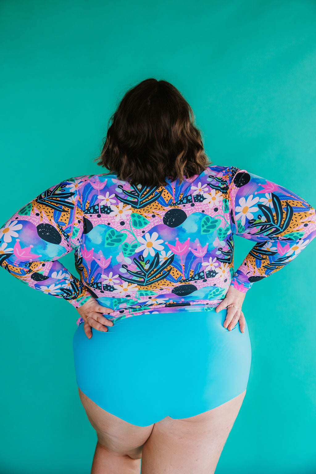 Last Pieces - Ruched High Waisted Bottoms Splash