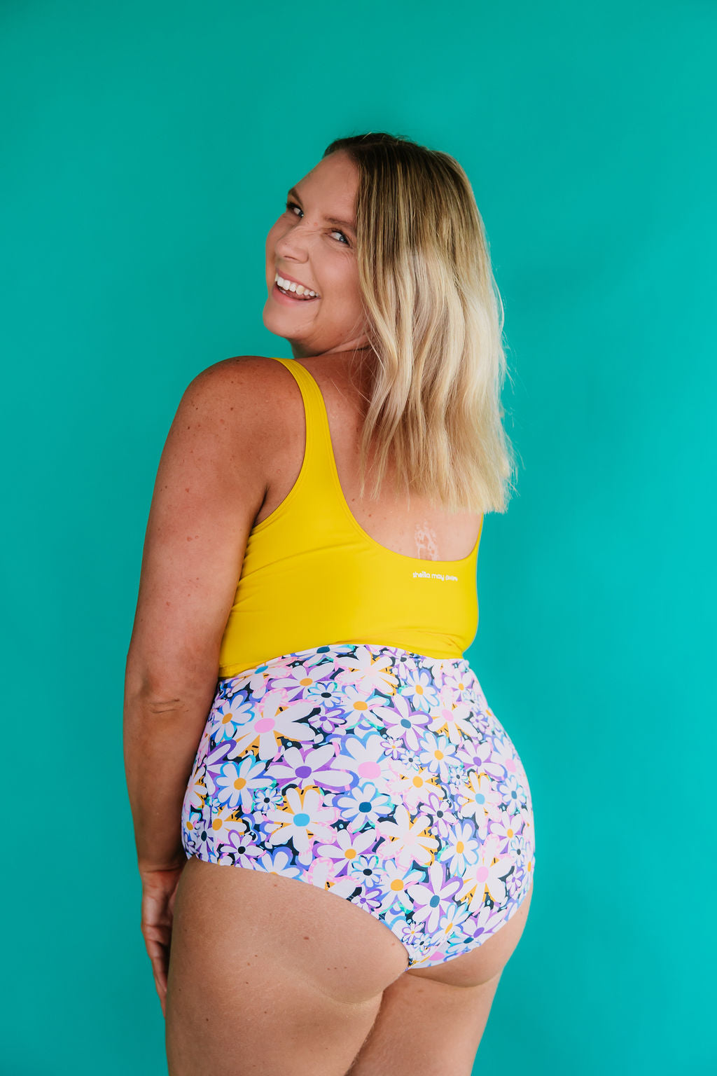 Last Pieces - Ruched High Waisted Bottoms Dozens of Daisies