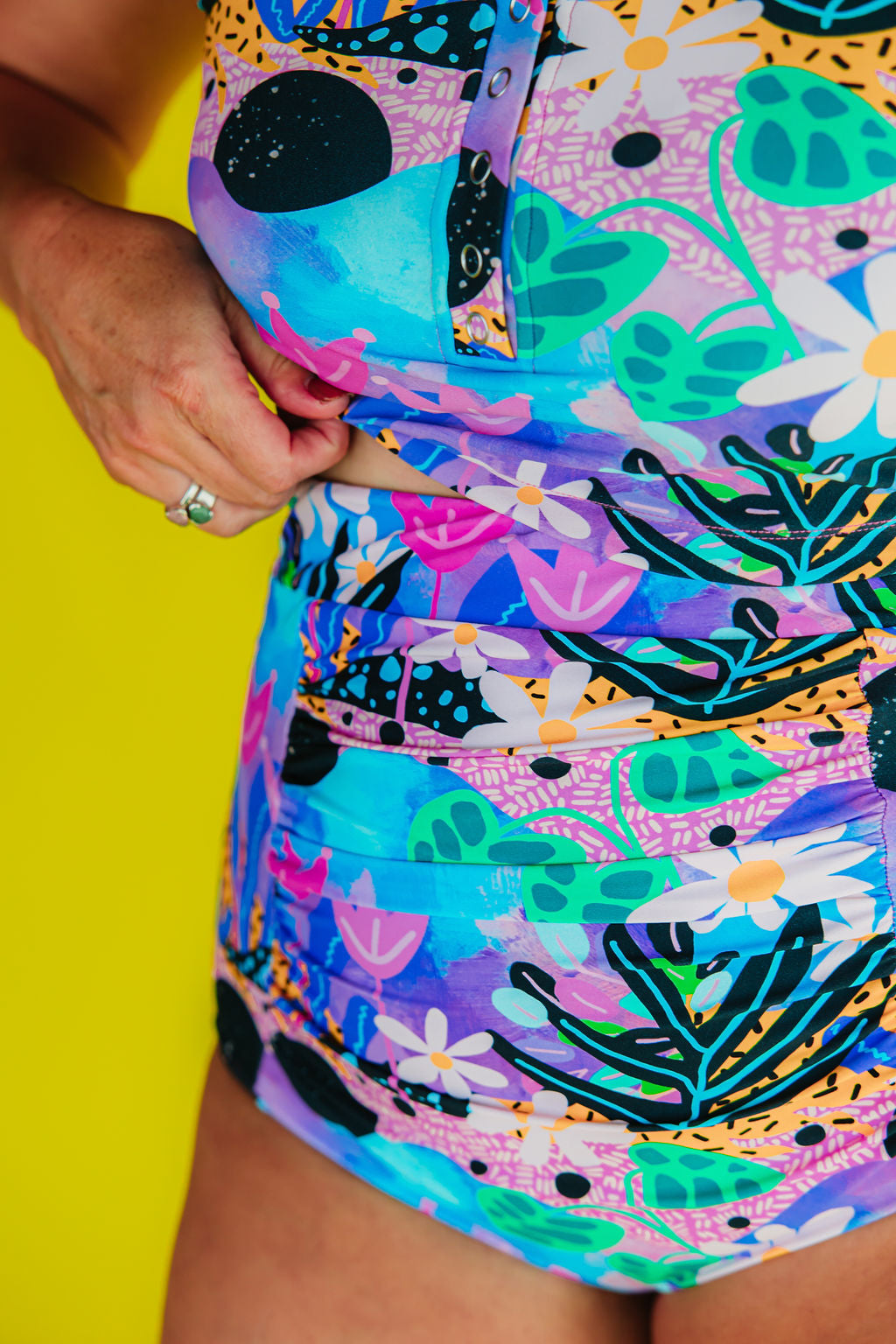 Last Pieces - Ruched High Waisted Bottoms Fantasy Garden