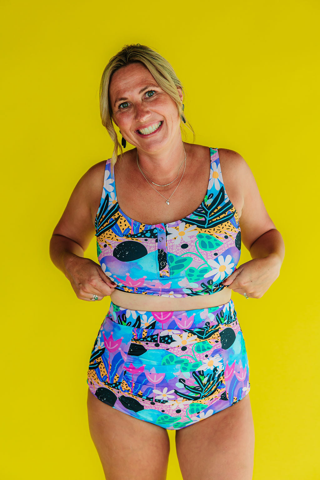 Last Pieces - Ruched High Waisted Bottoms Fantasy Garden