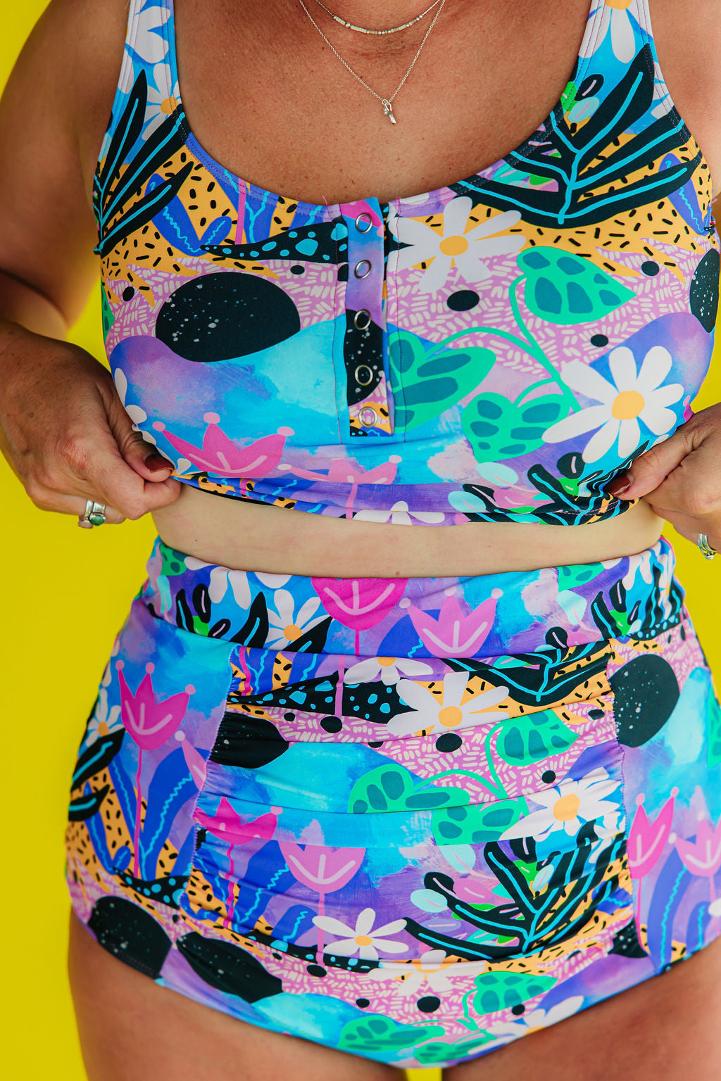 Last Pieces - Ruched High Waisted Bottoms Fantasy Garden
