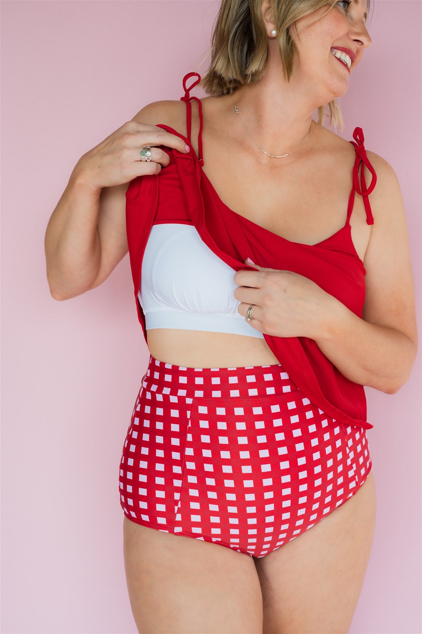 High Waisted Bottoms Watermelon Check