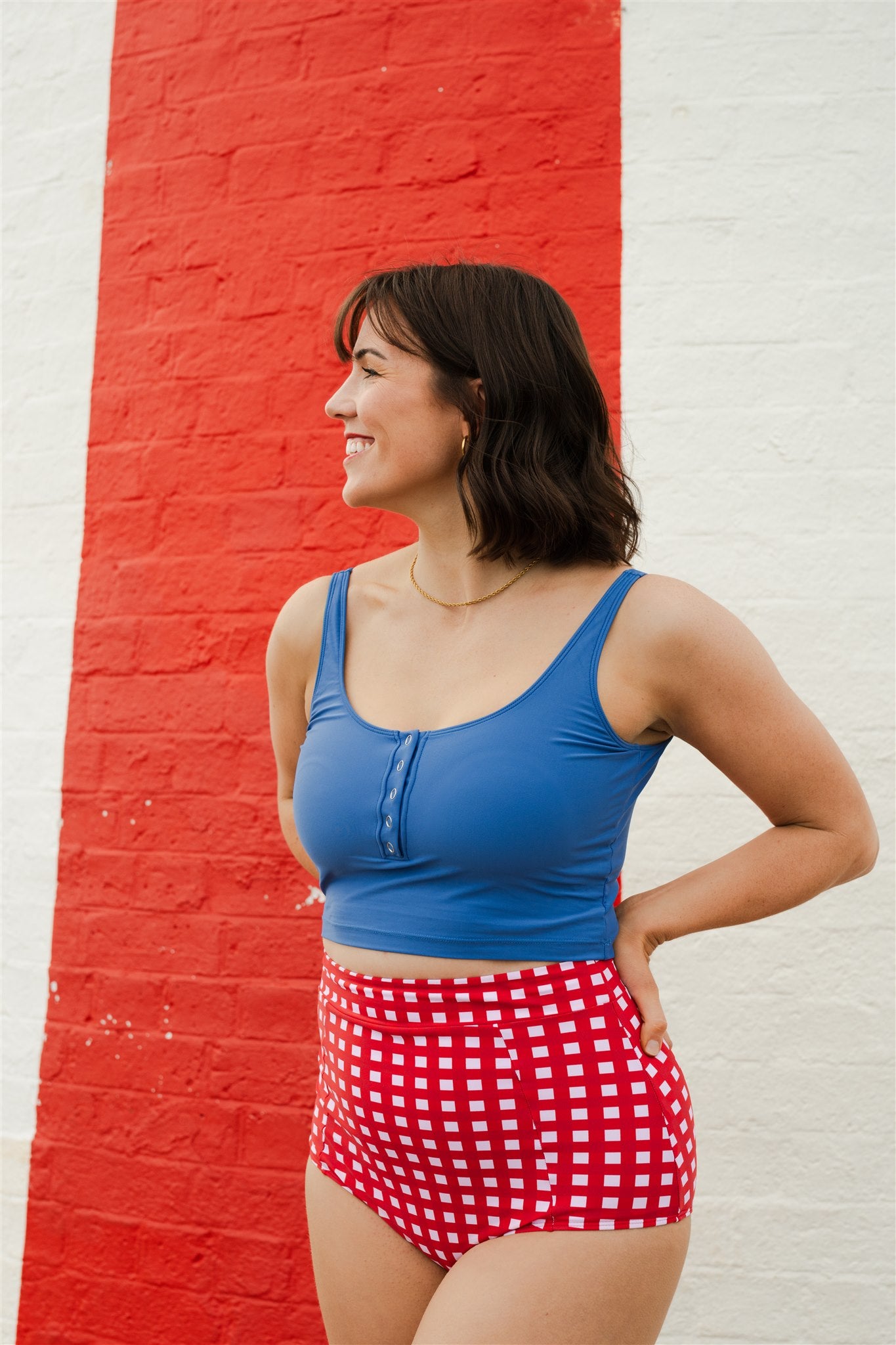High Waisted Bottoms Watermelon Check